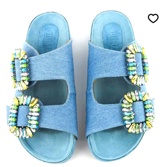 Toral rhinestone buckle sandal chambray 7.5 NWOB